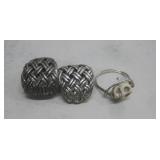 Sterling Silver Basket Weave Style Earrings See