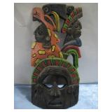 Carved Wood Handpainted Tribal Mask Wall Art See