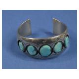 VTG Nickel Silver Shadow Box Turq Bracelet N/A