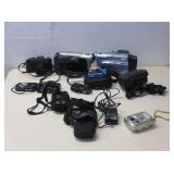 Assorted Camcorders & Cameras, Cannon Powers On