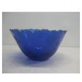 Sapphire Blue Glass Bowl - Scalloped Rim, See Info