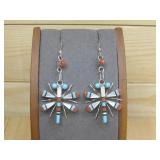 Sterling Silver Zuni Inlay Stone Earrings Tested