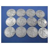 Twelve Liberty AG Half Dollars