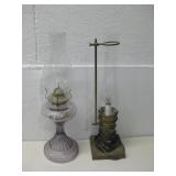 Two Glass Lanterns One Oil & One LED