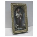 Vtg St. Anthony W/Child In Shadow Box See Info