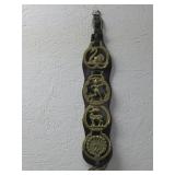 Vtg Horse Brass Medallions Mounted On Leather See