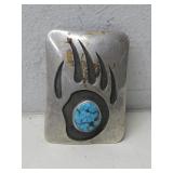 Sterling Silver Turquoise Bear Claw Belt Buckle