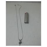 Silver Tone Dolphin Necklace W/ Lighter Case