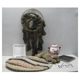 Vtg Wool Dream Catchers Ceramic Cookie Jar See