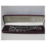 Vtg Rhinestone Necklace W/Velvet Box