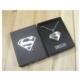 Stainless Steel Superman Pendant Necklace W/ Box