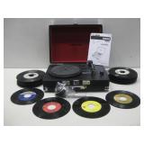 Crosley Record Player W/Variety Of Vtg 45 Records