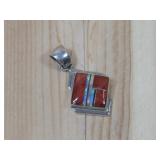 Sterling Silver Inlaid Multi Strand Stone Pendant
