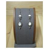 Sterling Silver MOP Oxidized Earrings Hallmarked