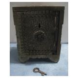 J & E Stevens cast iron treasure safe with key