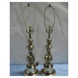 Two Vtg Brass Table Lamps 26' Power On