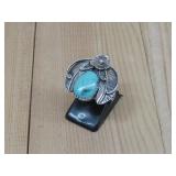 Sterling Silver Turq Leaf Ring N/A Hallmarked