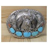 S.S. Bear Claw Turq. Coral Belt Buckle 140 Grams