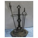 Antique Victorian Era Fireplace Tool Set W/Tools