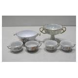 Vtg Porcelain Handpainted Teacups Pedestal See