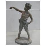 Vtg Metal Statue Of Young Man 16.5'