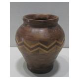 Carved Wooden Vase W/Inlay By Local NM Artist 6.5'