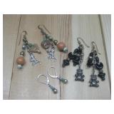 Three Pairs S.S. Multicolor Earrings Hallmarked