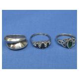 Three Sterling Silver Rings Hallmarked