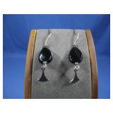 VTG Sterling Silver Onyx Earrings