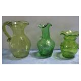 Three Pieces Of Blenko Glass Decor Tallest 5'