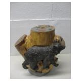 Wood Carved Stump Military VFW Flag Holder See