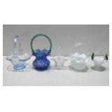 Five Assorted Vtg Blown Glass Basket Decor