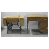 Two Antique Cabinet Sewing Machines Kenmore See