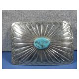 Vtg Nickel Silver Sleeping Beauty Turq Buckle N/A