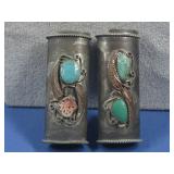 VTG Nickel Silver Lighter Case Turq,Coral N/A