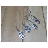 Two Pairs Sterling Silver Earrings Hallmarked