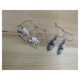 Two Pairs Sterling Silver Earrings Hallmarked