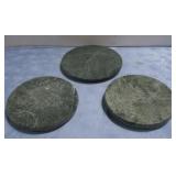 Three Green Marble Trivets 8'