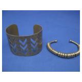 Two Brass Tone Cuffs