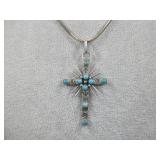 VTG Sterling Silver Snake Eyes Turq Cross See Info