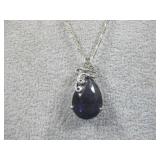 VTG Sterling Silver Amethyst Cz Pend/Necklace