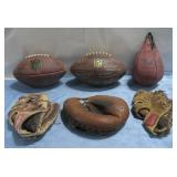 Three Vtg Leather Baseball Gloves Everlast See