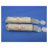 Two Rolls Of AG Quarters All 1964 $10.00 Each