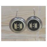 Vtg Sterling Silver Button Earrings Hallmarked JP