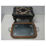 Antique Cast Iron Foot Stool Platter W/ See Info