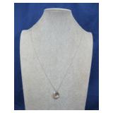 Sterling Silver Necklace W/Crystal Pendant See