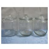 Three Glass Jars W/Lids 13' Tall