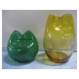 Two Pieces Of Blenko Glass Decor Tallest 5.5'