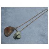 Necklace W/Agate &Turquoise Style Stone Pendants