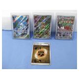 3 Pokemon Cards In Protectors W/ Written On Energy